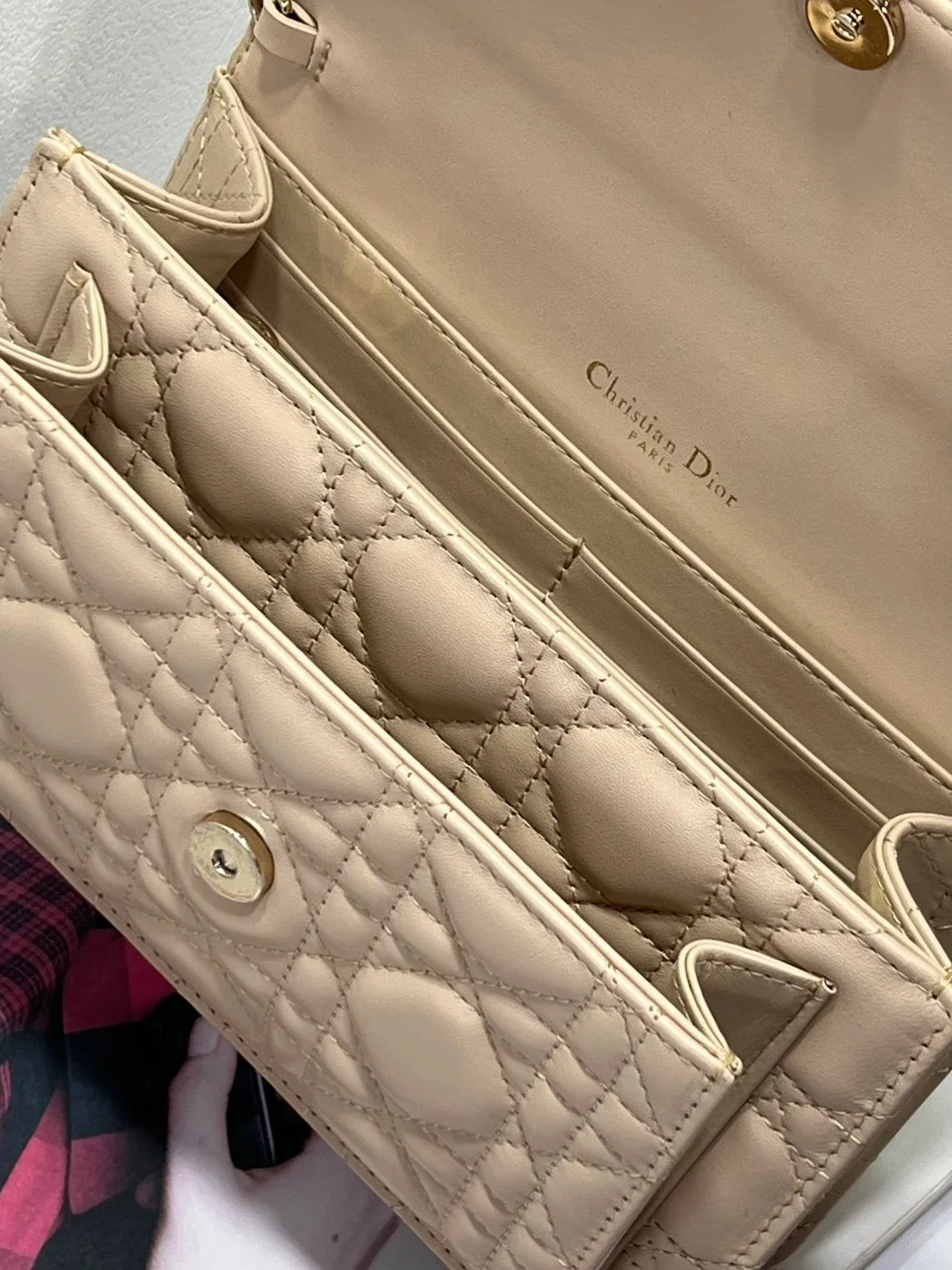 Dior Lady Dior Chain Pouch In Beige Cannage Lambskin product view 7