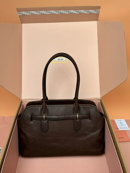 Miu Miu Aventure Large Tote Bag in Briarwood Nappa Leather product view 6