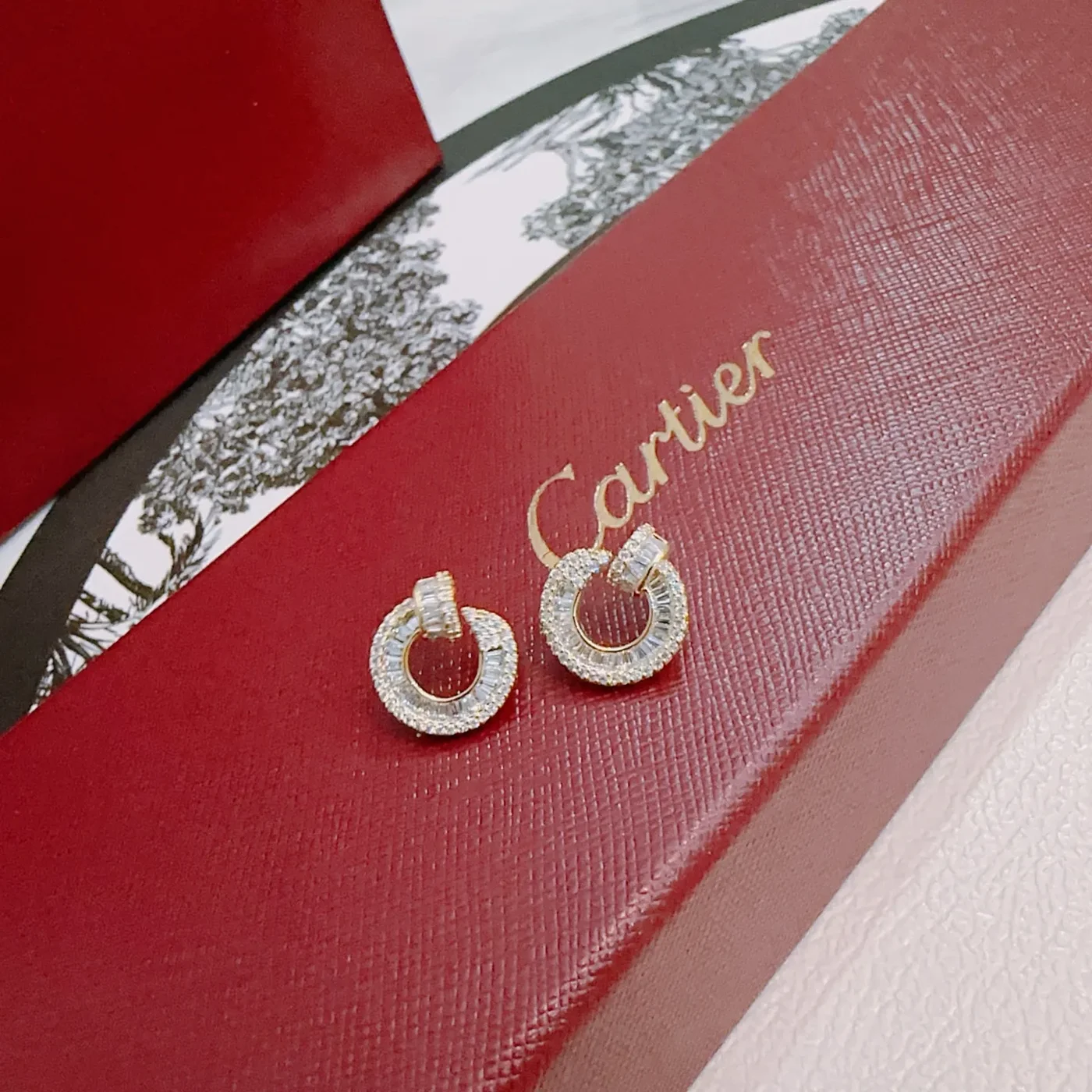 Cartier Gold-Tone Hoop Earrings with Pave-Effect Accents product view 1