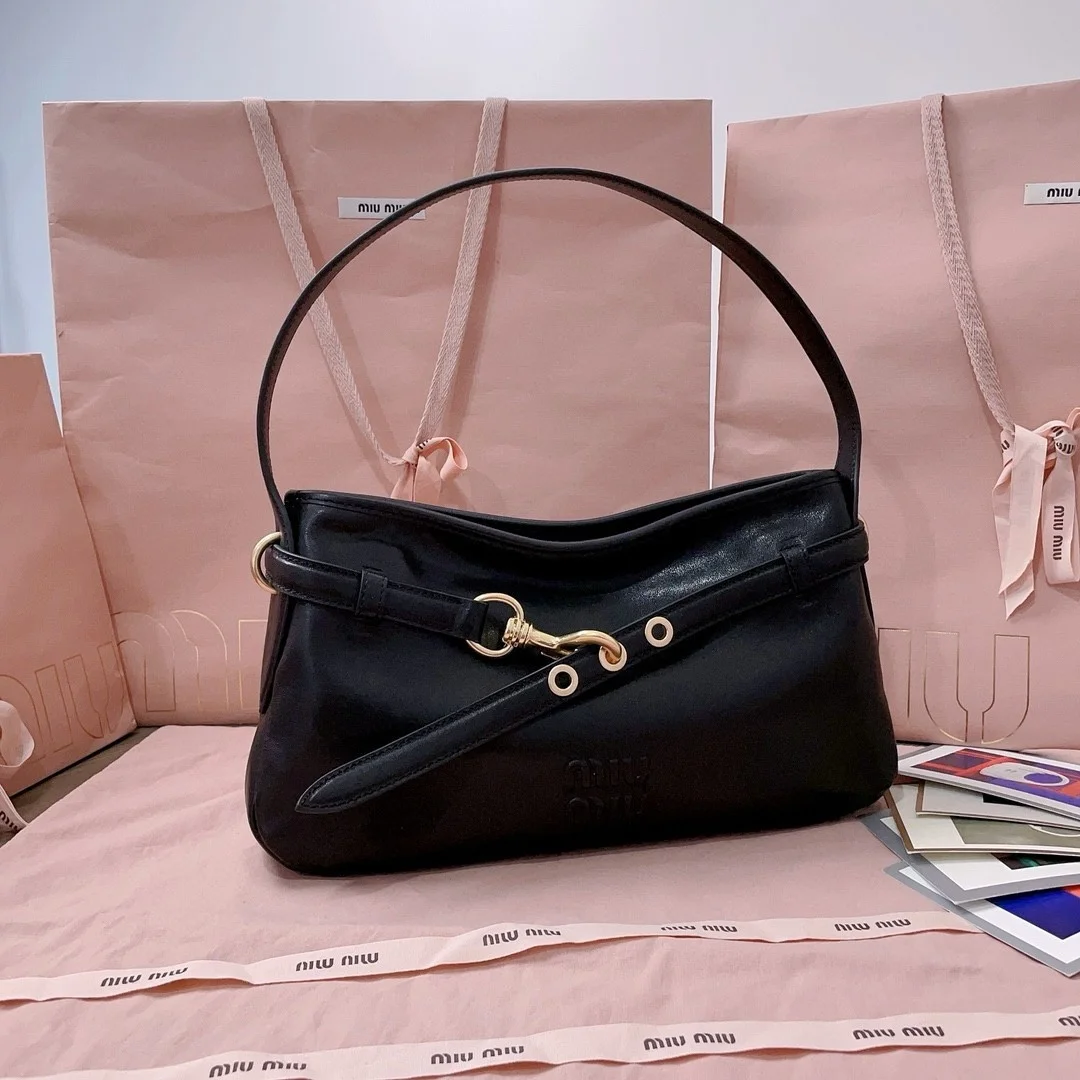 Miu Miu Aventure Small Shoulder Bag in Black Nappa Leather product view 5