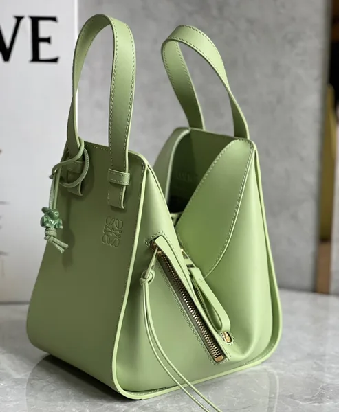 Loewe Compact Hammock Bag in Lime Green Satin Calfskin product view 8