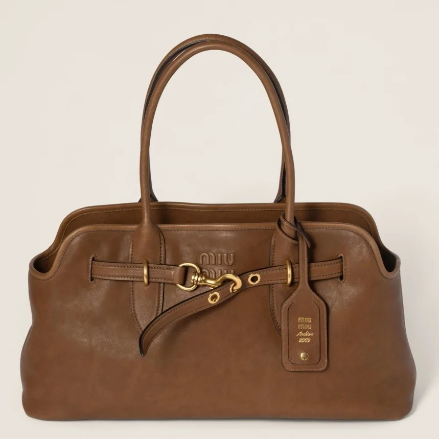 Miu Miu Aventure Large Tote Bag in Oak Nappa Leather product view 1