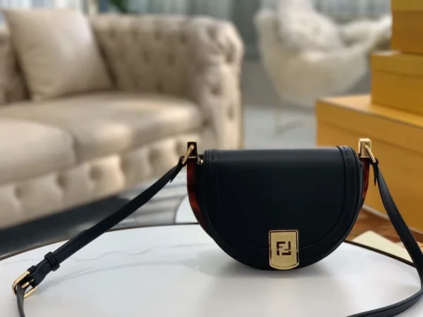 Fendi Moonlight Saddle Bag In Black Calfskin product view 5