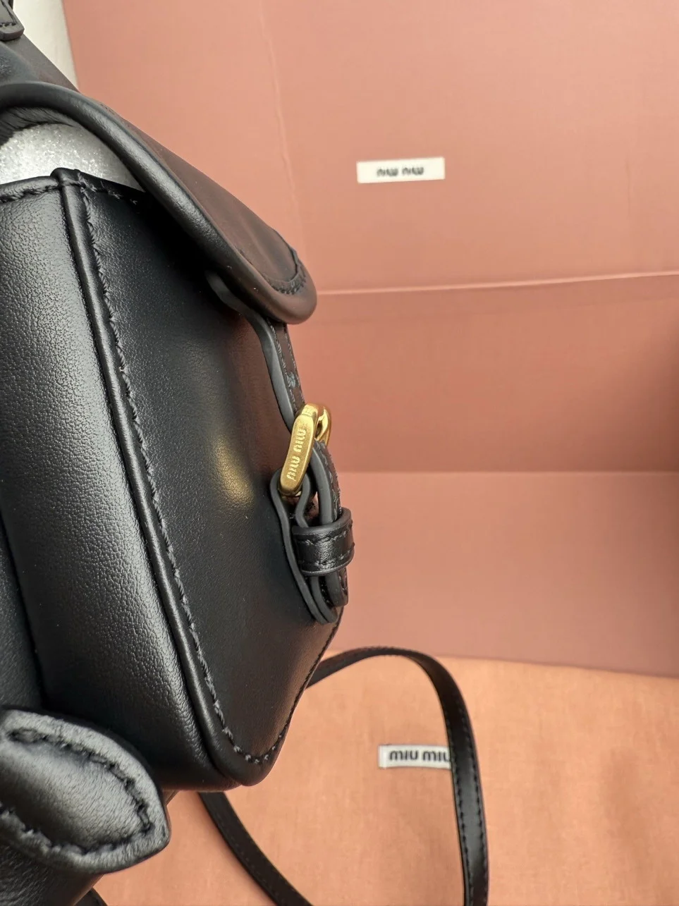 Miu Miu Small Backpack in Black Calfskin product view 7