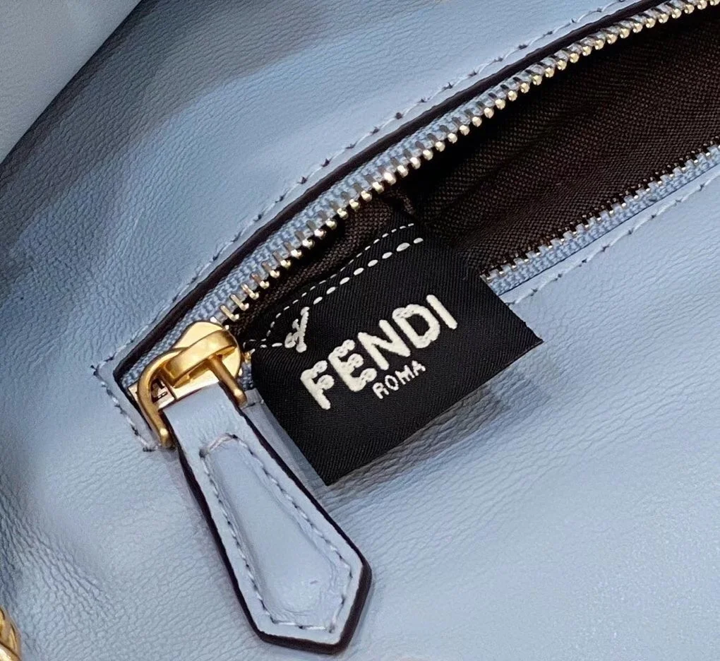 Fendi Baguette Chain Midi Bag In Blue Nappa Leather product view 9