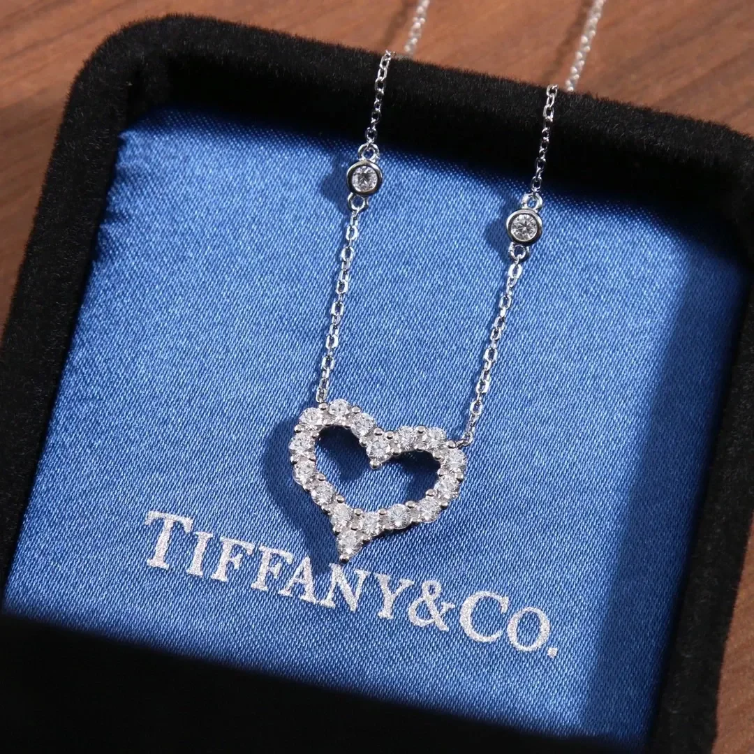 Tiffany & Co. Pavé-Effect Open Heart Necklace Silver-Tone product view 1