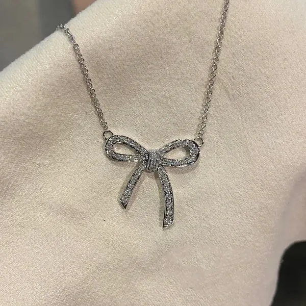 Tiffany & Co. Large Pavé-Effect Bow Necklace Silver-Tone product photo