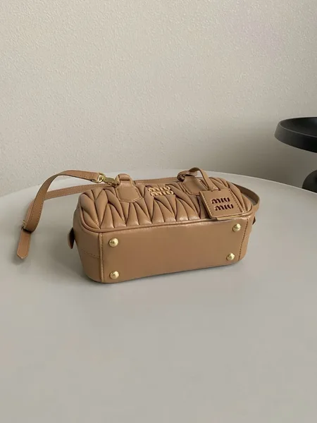 Miu Miu Arcadie Medium Bag in Caramel Matelasse Leather product view 4
