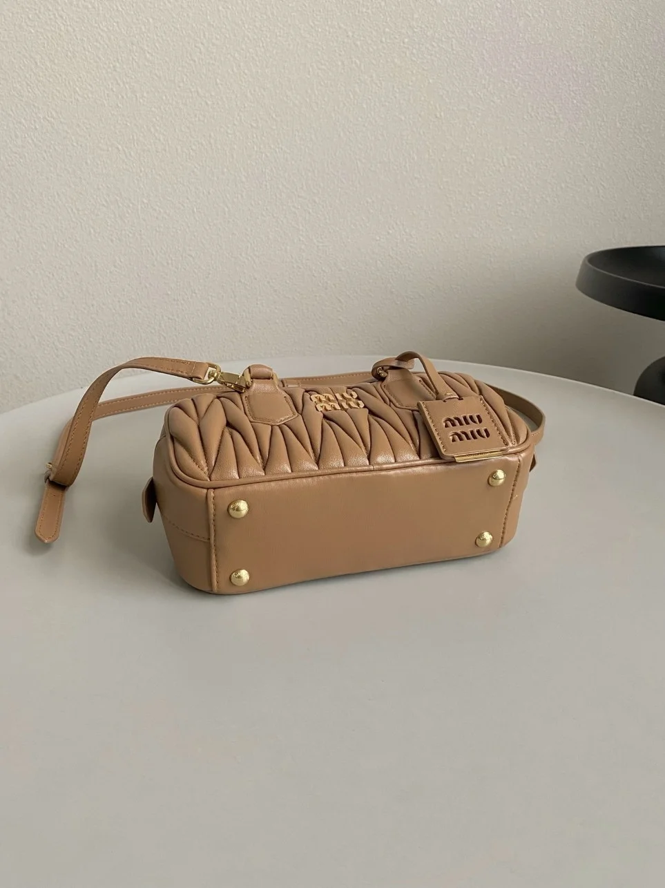 Miu Miu Arcadie Medium Bag in Caramel Matelasse Leather product view 4
