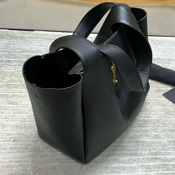 Saint Laurent Bea Tote Bag in Black Grained Leather product view 5