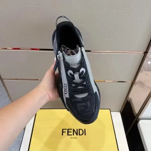 Fendi Flow Low-Top Sneakers in Black & Grey product view 4