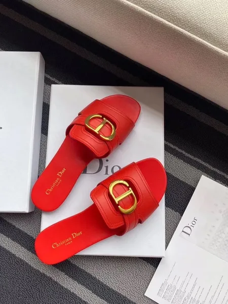 Dior 30 Montaigne Slides In Red Calfskin product view 3