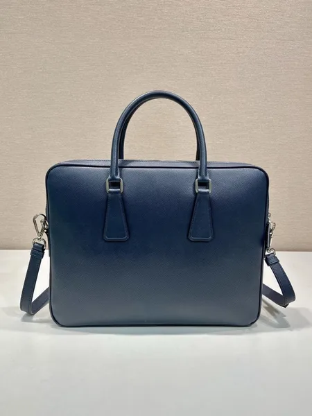 Prada Briefcase in Blue Saffiano Leather product view 9
