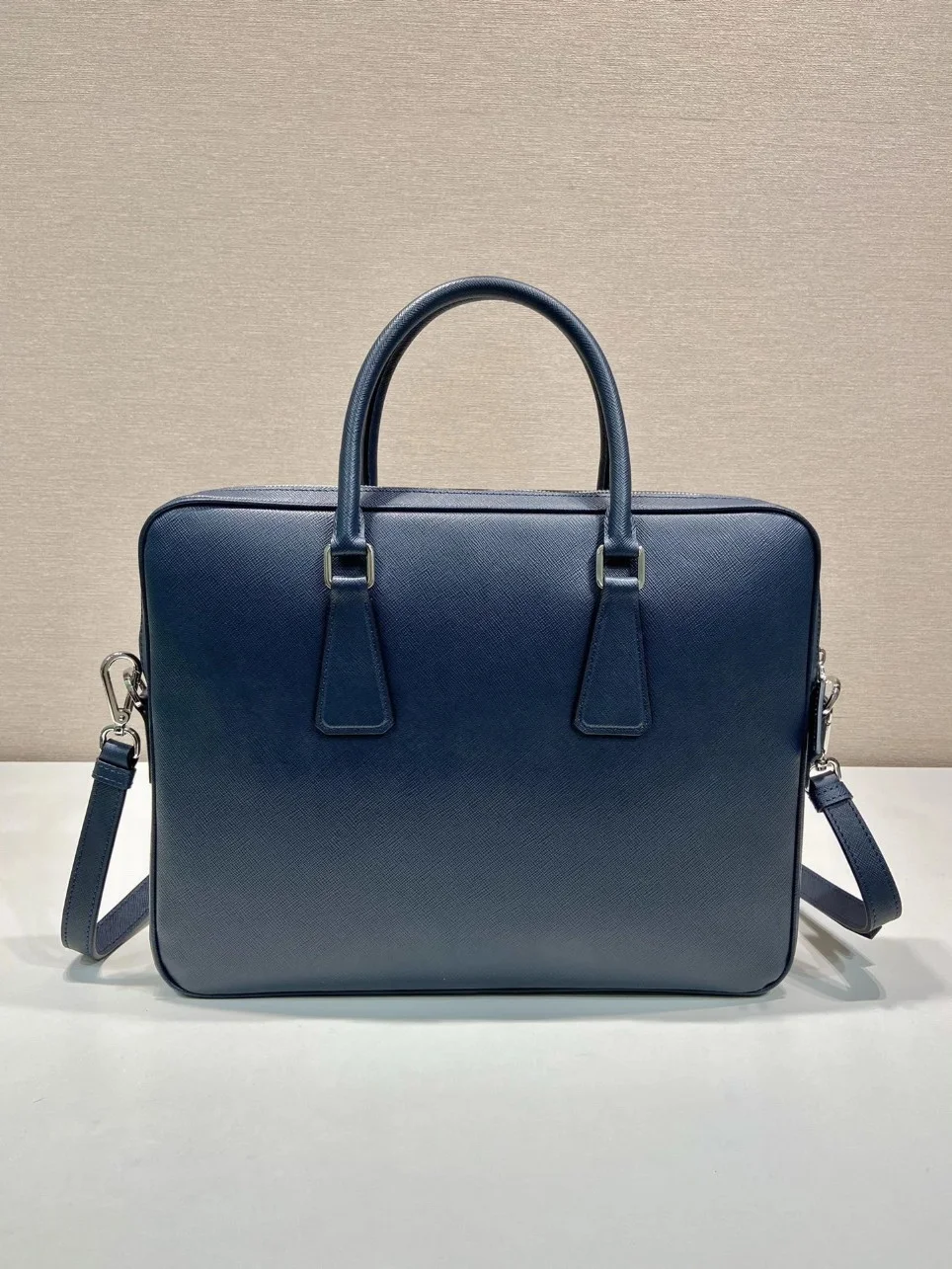Prada Briefcase in Blue Saffiano Leather product view 9