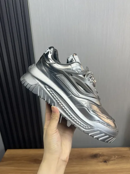Versace Leather Sneakers Silver product view 4