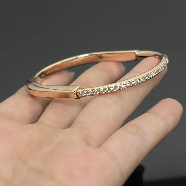 Tiffany & Co. Lock Half Pavé-Effect Hinged Bangle Rose-Tone product photo