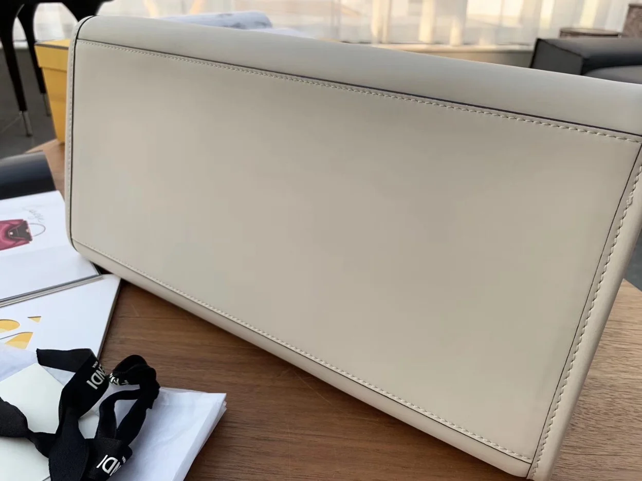 Fendi Sunshine Large Tote Bag In White Calfskin product view 10