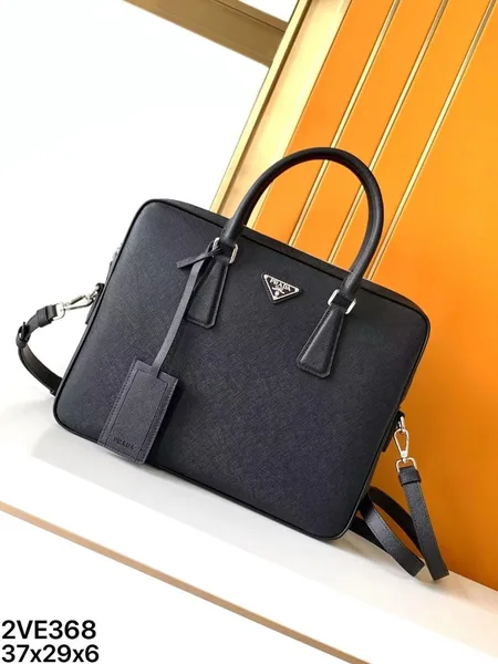 Prada Briefcase in Black Saffiano Leather product view 4