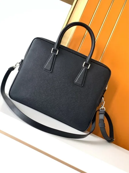 Prada Briefcase in Black Saffiano Leather product view 7