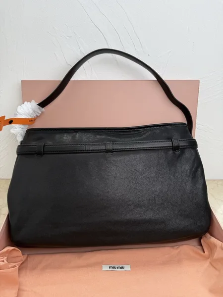 Miu Miu Aventure Medium Shoulder Bag in Black Nappa Leather product view 7