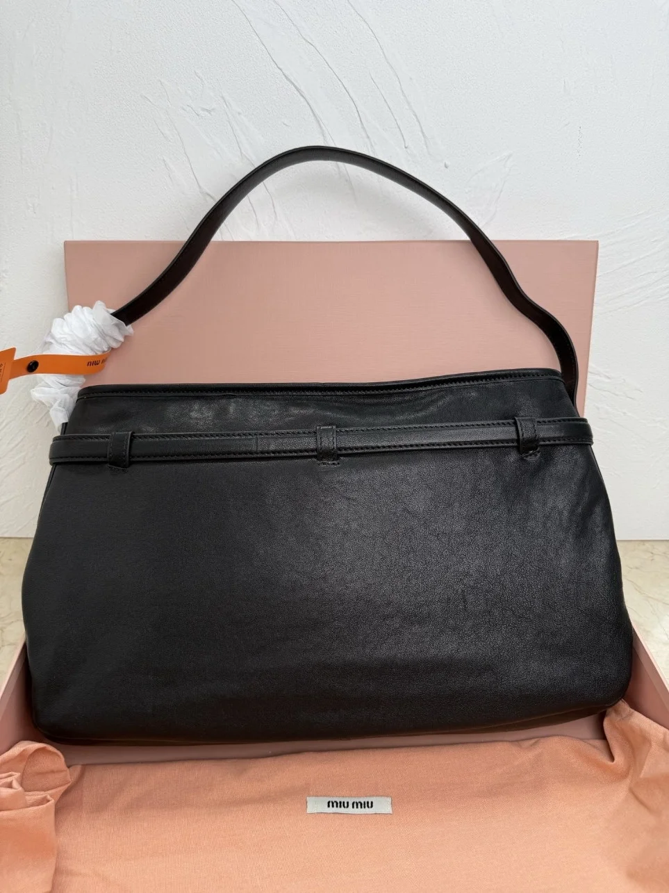 Miu Miu Aventure Medium Shoulder Bag in Black Nappa Leather product view 7