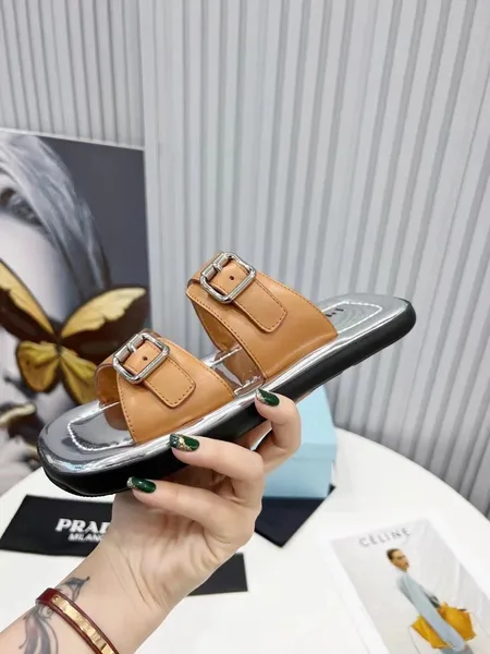 Prada Double-strap Sandals In Brown Leather product view 5