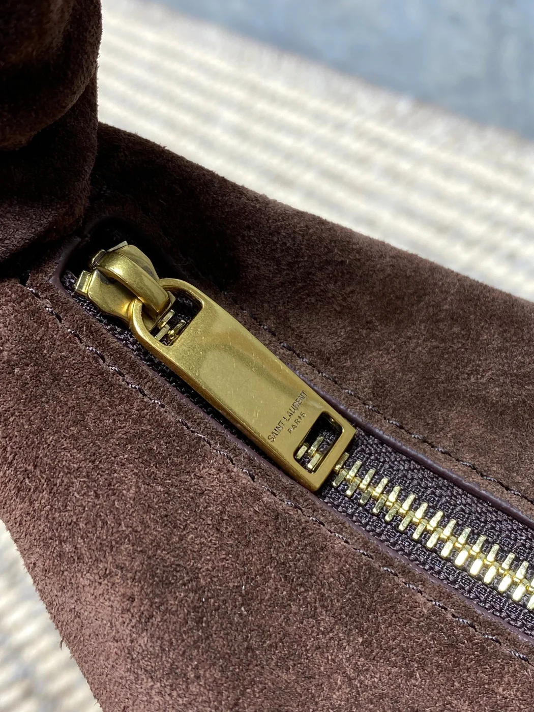 Saint Laurent Amalia Mini Hobo Bag — Dark Brown Suede product view 7