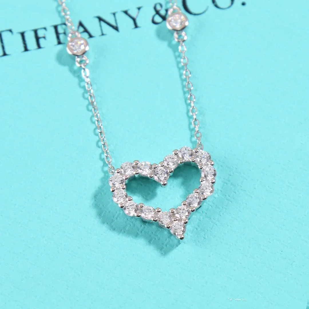 Tiffany & Co. Pavé-Effect Open Heart Necklace Silver-Tone product view 3