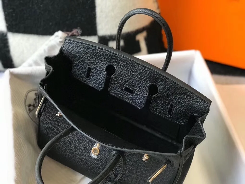 Hermes Birkin 25 Bag In Black Clemence Leather with GHW product view 7