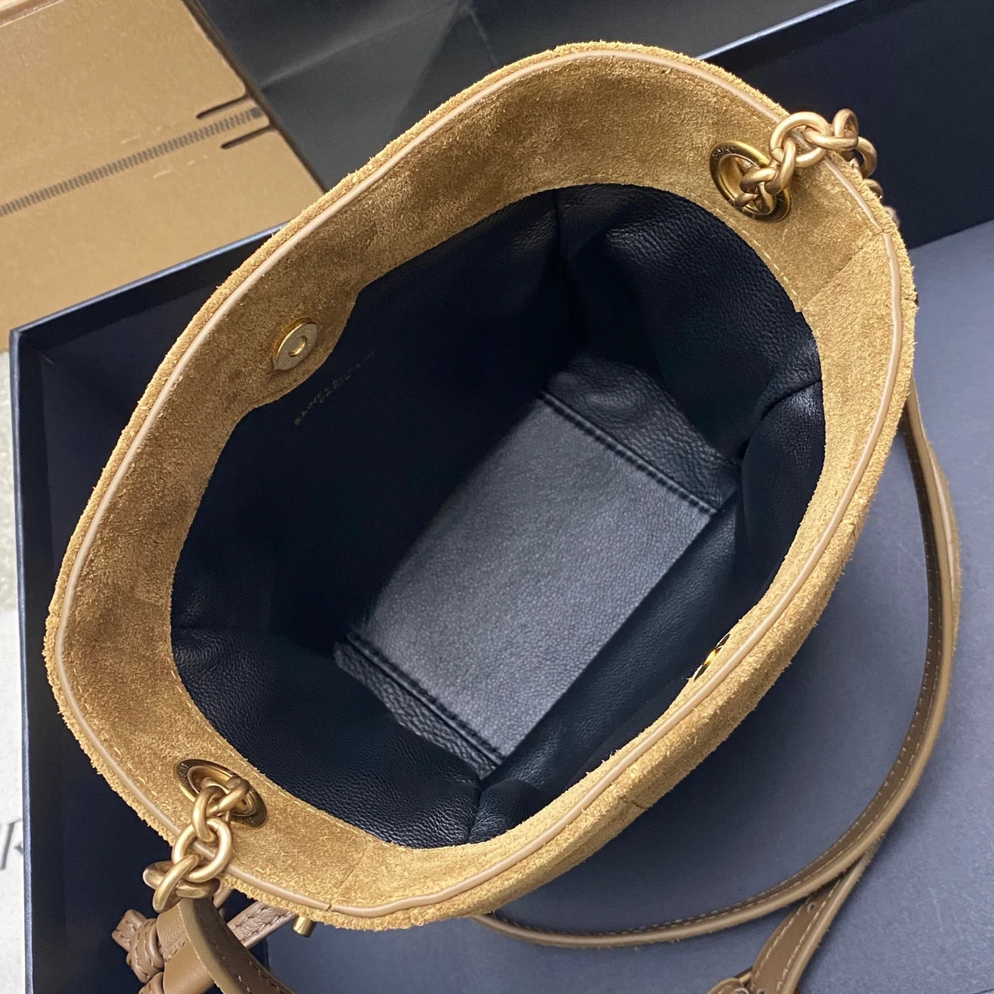 Saint Laurent Jamie Mini Shoulder Pouch — Tan Suede product view 8