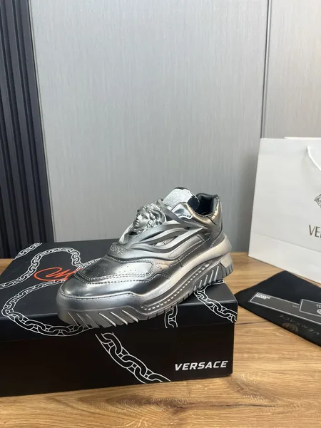 Versace Leather Sneakers Silver product photo