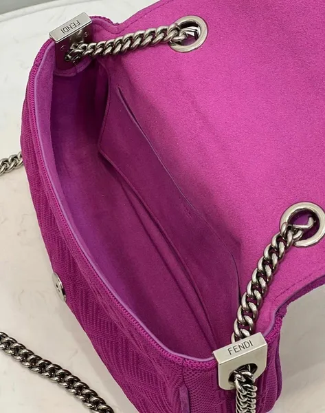 Fendi Baguette Chain Midi Bag In Fuchsia FF Fabric product view 10