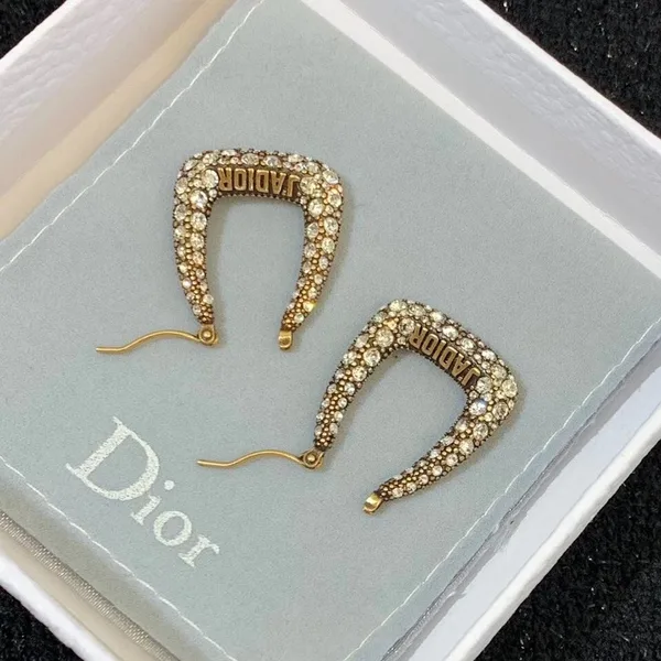 Dior J’Adior Hoop Earrings In Antique Gold-Tone Metal and Crystals product view 4