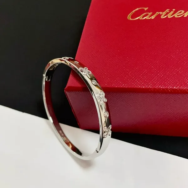 Cartier Love Silver-Tone Screw Bangle with Pave-Effect Details product view 5