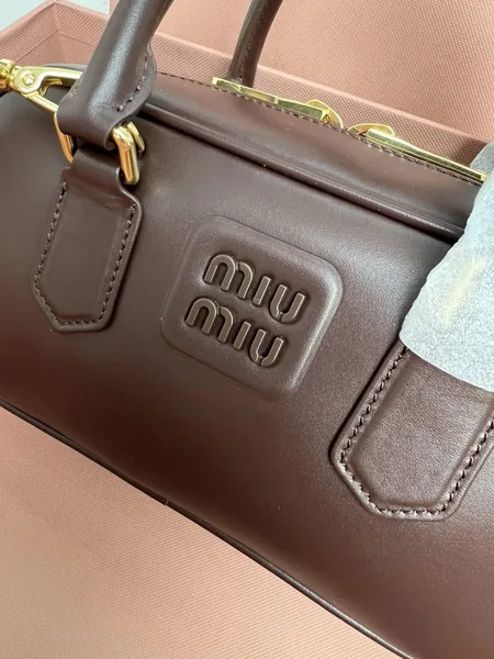 Miu Miu Arcadie Medium Bag in Dark Brown Leather product view 4