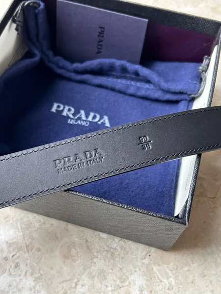Prada Triangular Buckle Belt 30MM in Black Saffiano Leather product view 8