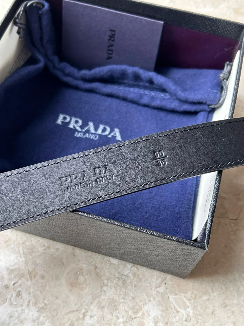 Prada Triangular Buckle Belt 30MM in Black Saffiano Leather product view 8