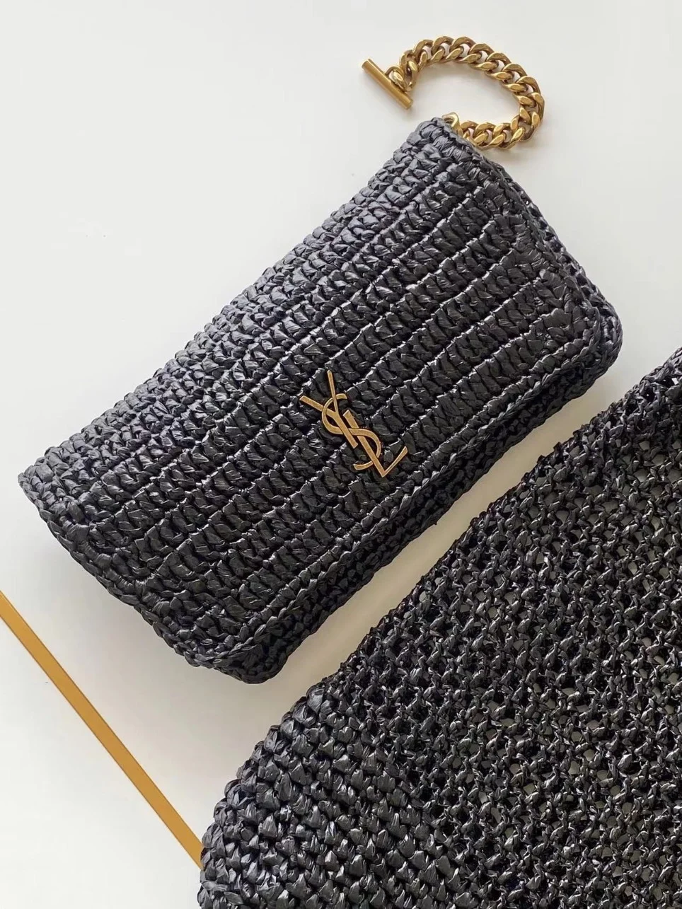Saint Laurent Icare Maxi Tote Bag in Black Raffia product view 5