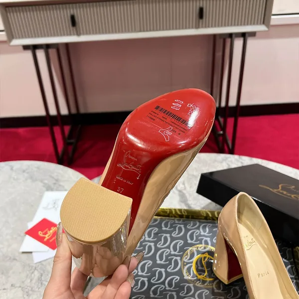 Christian Louboutin Miss Sab 85 Block-Heel Pumps Beige product view 6