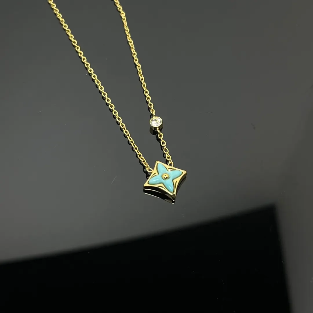 Louis Vuitton BB Star Pendant Necklace Blue Inlay and Gold-Tone product view 1