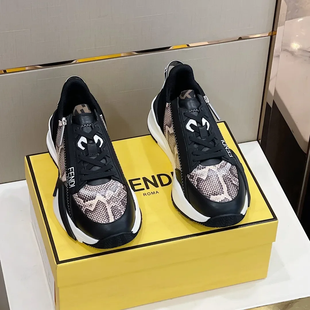 Fendi Flow Low-Top Sneaker in Classic Black & White product view 2