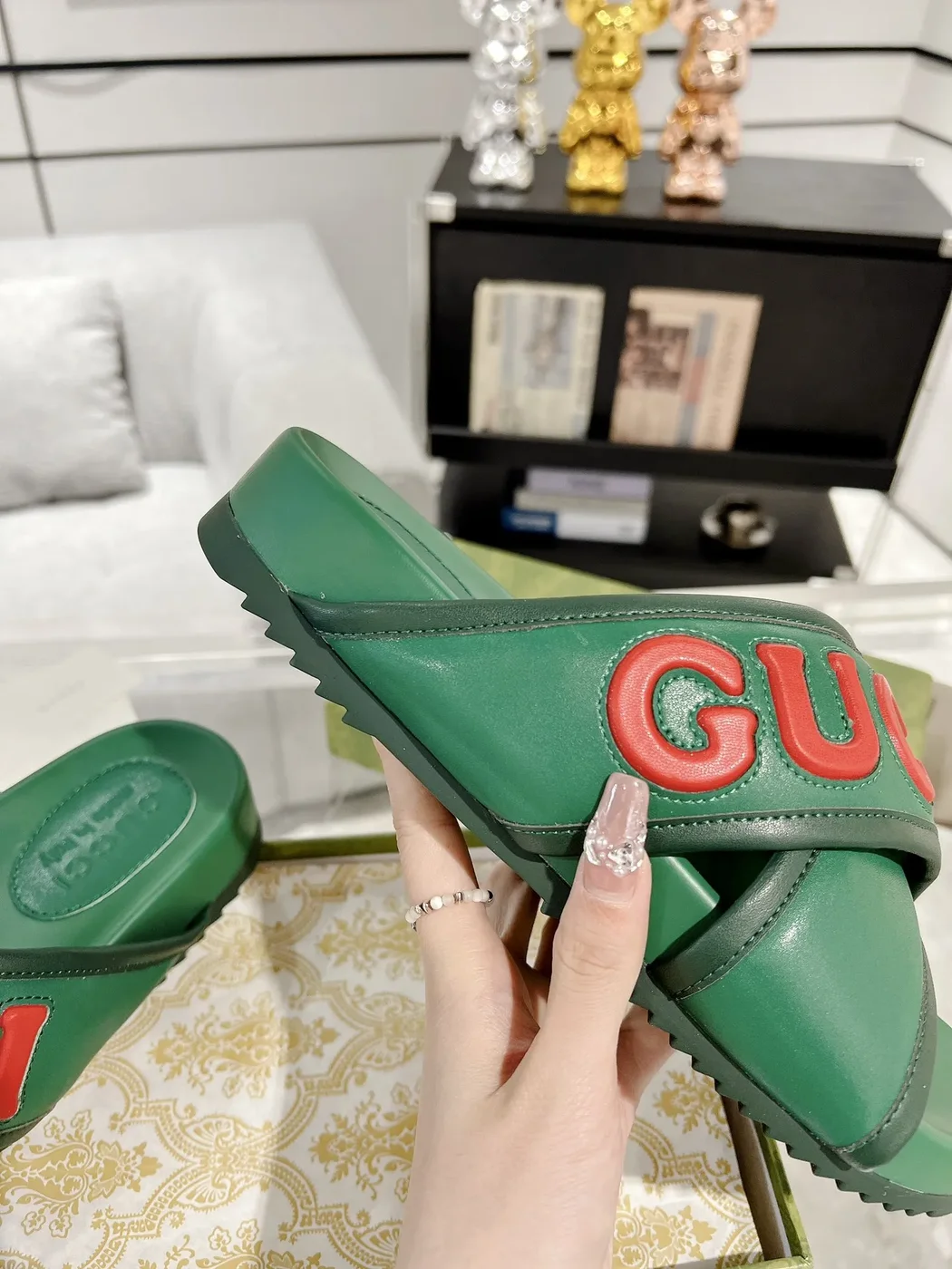Gucci Couple Slide Sandals Green Edition product view 8