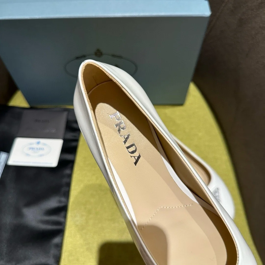 Prada Ballerinas in White Patent Leather product view 8