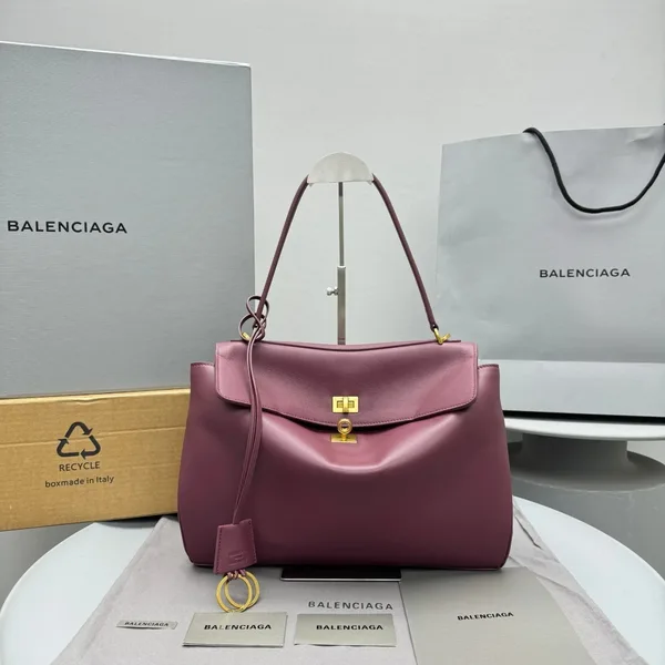 Balenciaga Rodeo Medium Bag in Burgundy Calfskin product view 4
