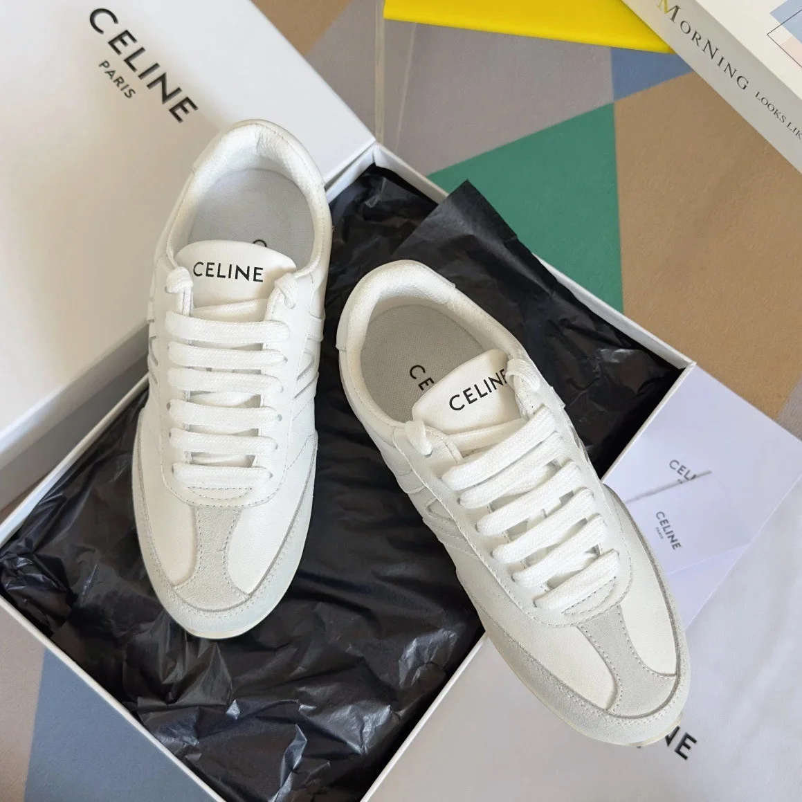 Celine Women’s Jogger Low-top Sneakers in White Leather product view 3