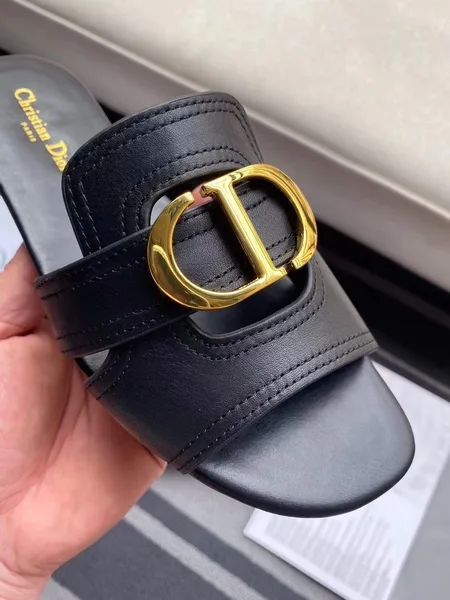Dior 30 Montaigne Slides In Black Calfskin product view 7
