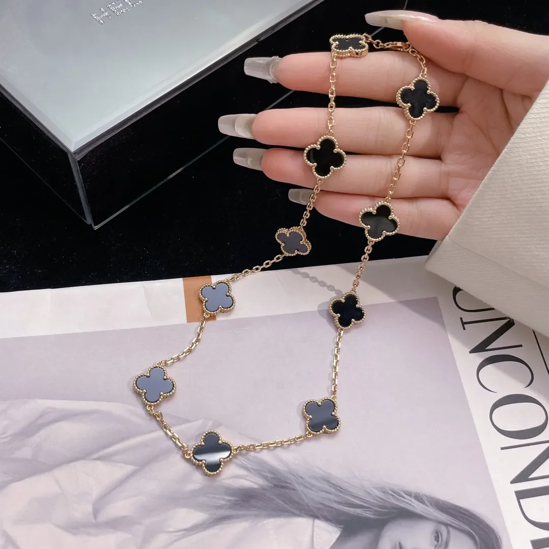 Van Cleef & Arpels Alhambra Black Ten-Motif Gold-Tone Necklace product view 4