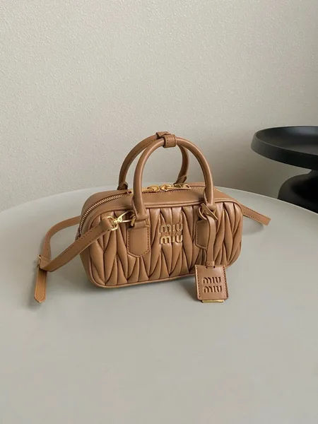 Miu Miu Arcadie Medium Bag in Caramel Matelasse Leather product view 3