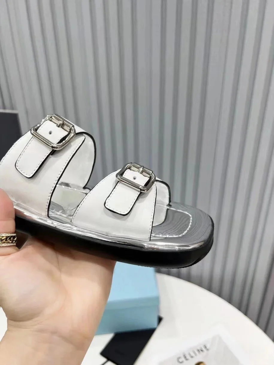 Prada Double-strap Sandals In White Leather product view 3