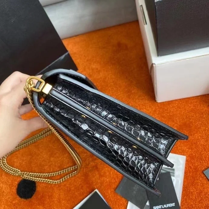 Saint Laurent Cassandra Medium Bag In Black Croc-Embossed Leather product view 2